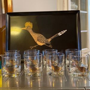 🌟RARE🌟Mid Century Modern Couroc Roadrunner Cocktail Set